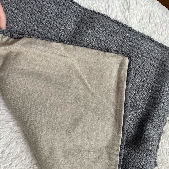 Pottery barn pillow grey blue color with fringed edges. - Picture 2 of 3